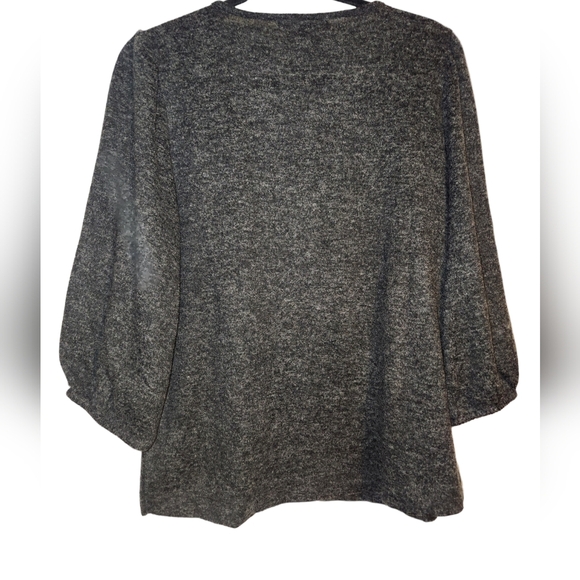 Adrienne Vittadini Soft‎ 3/4 Sleeve Top Dary Gray Womens Size Large - Picture 3 of 8